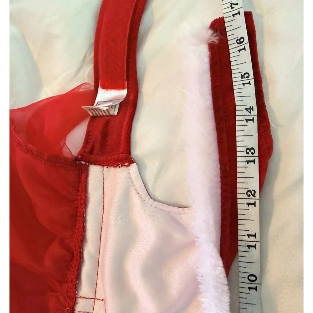 PUP CREW Design Christmas Red Velvet Dog Dress with Fur Trim Size M